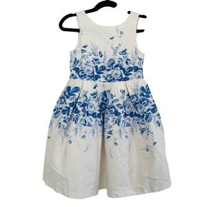 Janie and Jack Girls 4 Blue Rose Floral Tulle Bow Party Dress Formal Cottagecore